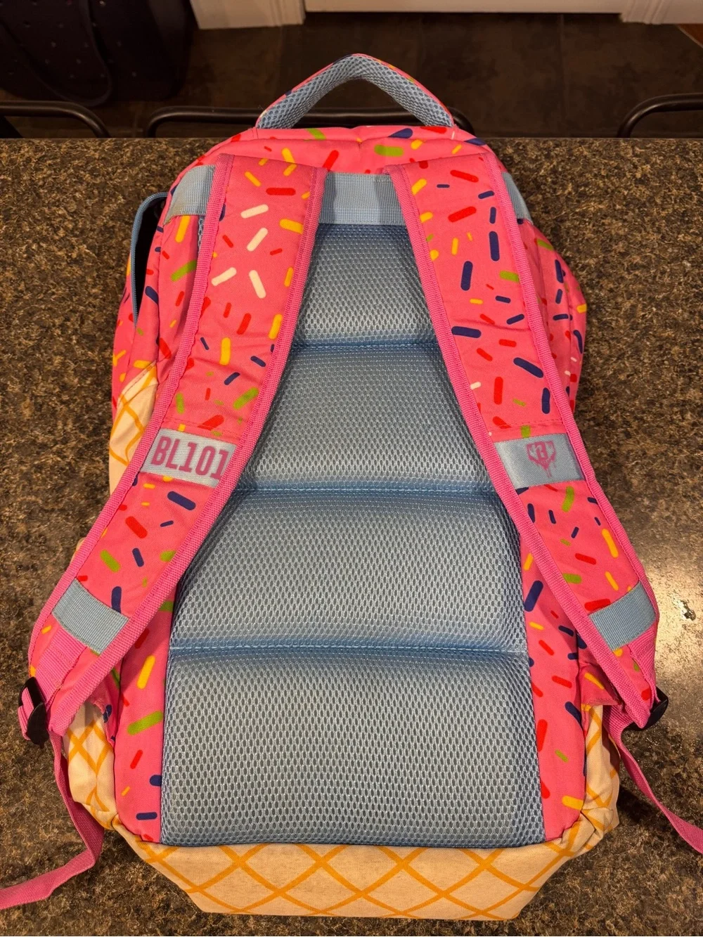 Pink Ice Cream Cone Kids Backpack with Sprinkles